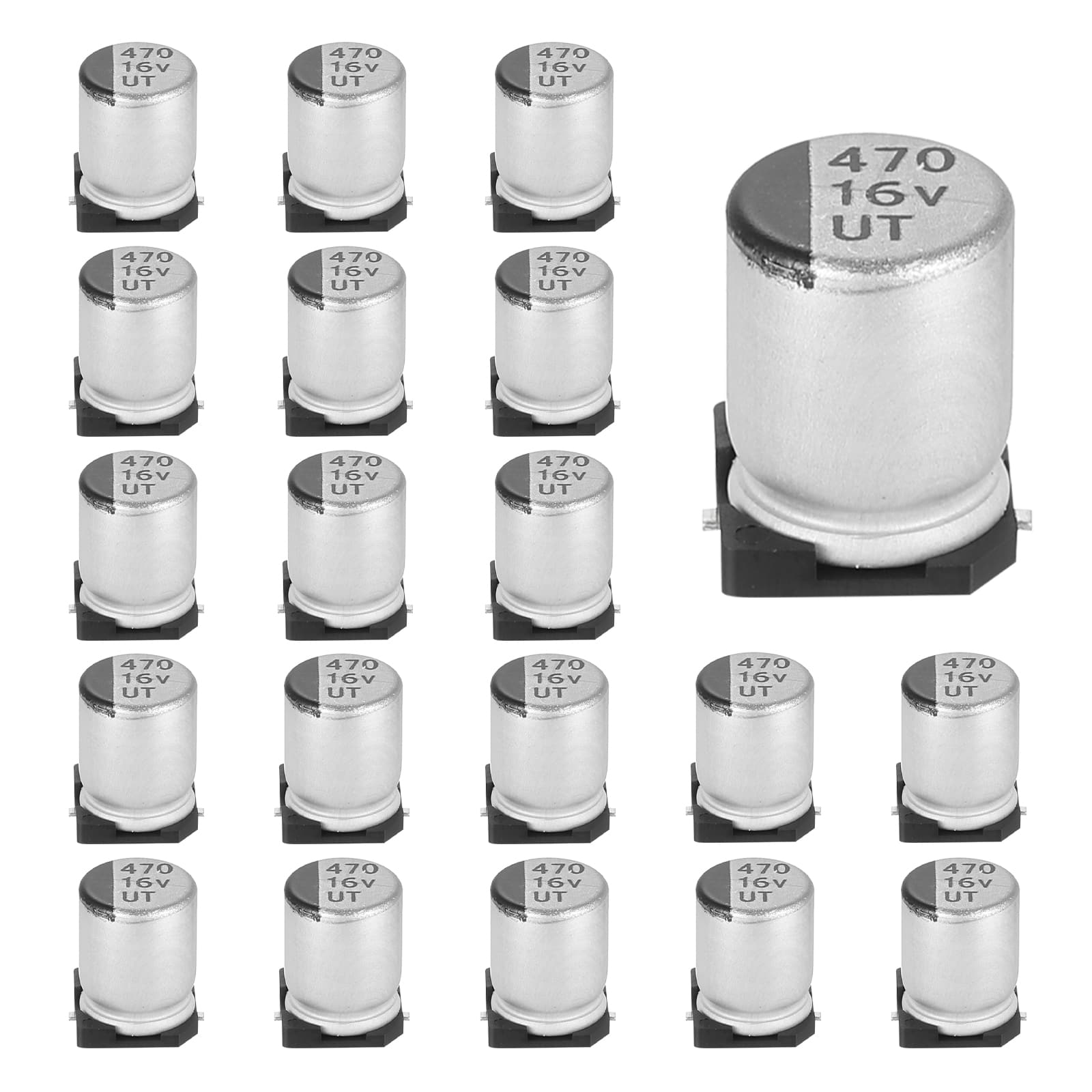 Unique Bargains - 470uF 16V SMD Aluminum Electrolytic Capacitor, Low Impedance, 8x10.5mm, 20pcs, for TV/Computer/DIY - Silver price history on PriceWatchPro