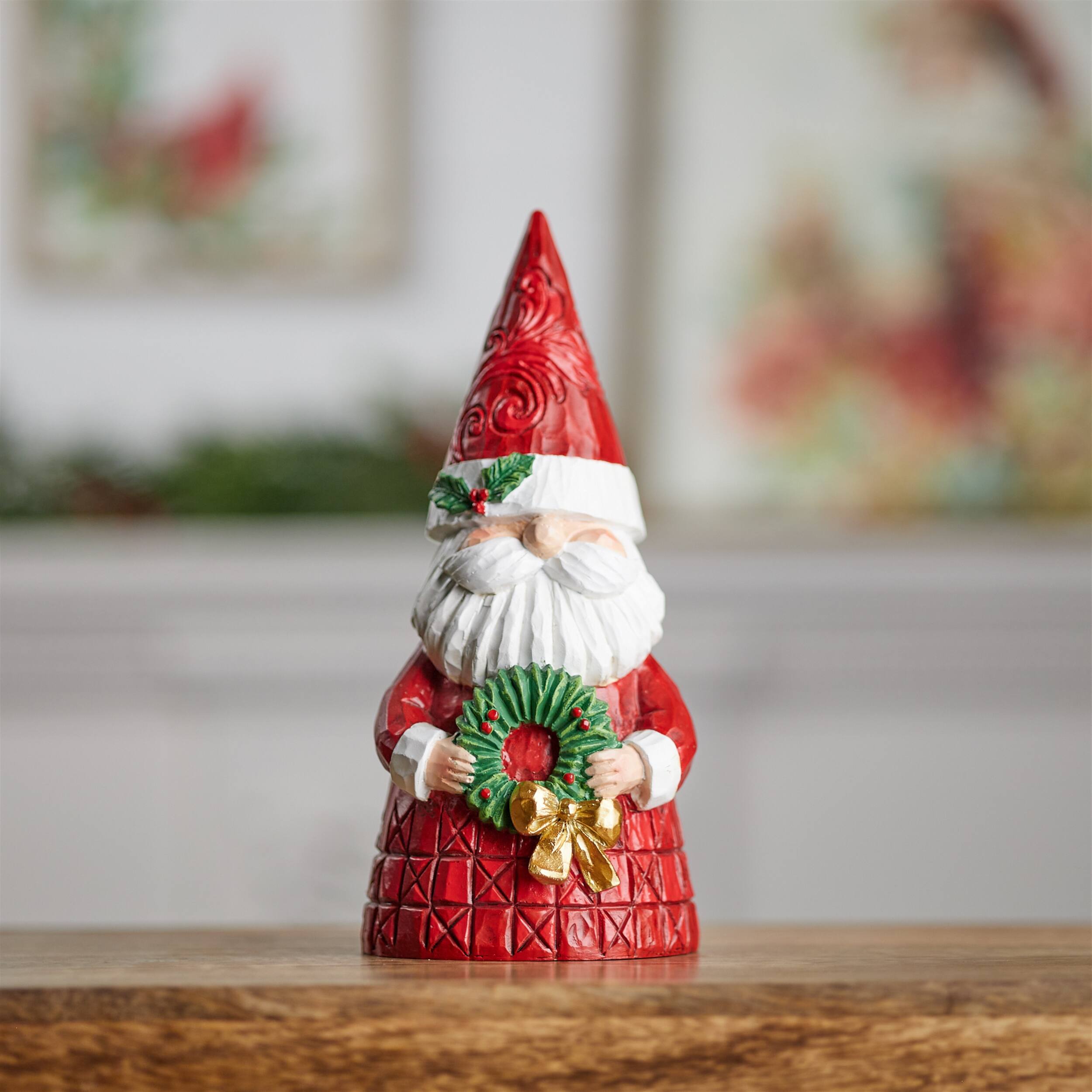 Angle. BreeBe - Holiday Santa Figurine 8.5"H - Red, White, Green.