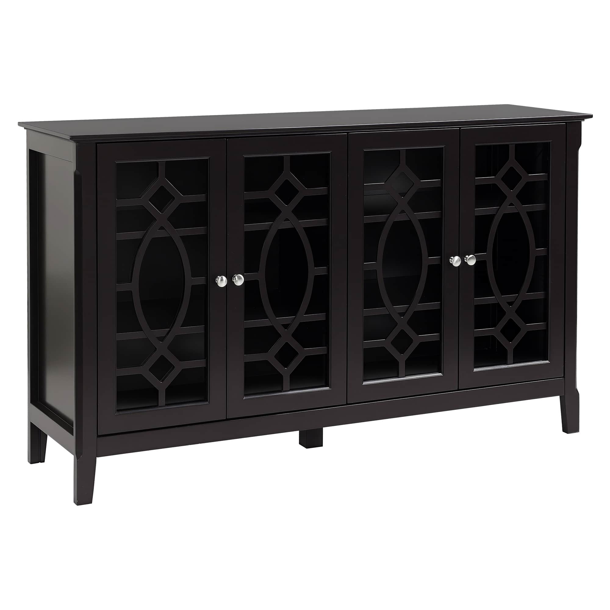 Homcom - Sideboard Buffet Cabinet, Kitchen Storage Cabinet, Glass Door Accent Cabinet with Adjustable Shelves - Coffee