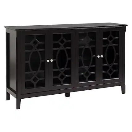 Front. Homcom - Sideboard Buffet Cabinet, Kitchen Storage Cabinet, Glass Door Accent Cabinet with Adjustable Shelves - Coffee.