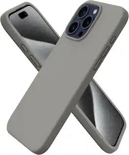 Ornarto - Compatible with iPhone 15 Pro Max Case 6.7", Slim Liquid Silicone Full Covered Protective Cover - Gray