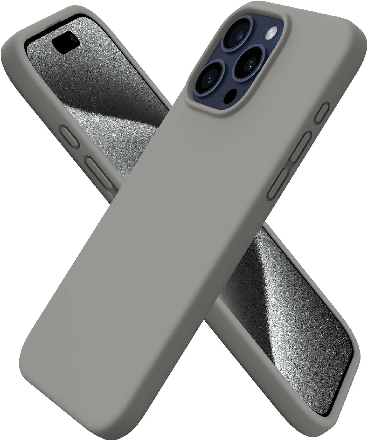 Front. Ornarto - ORNARTO Compatible with iPhone 15 Pro Max Case 6.7", Slim Liquid Silicone Full Covered Protective Cover-Gray - Gray.