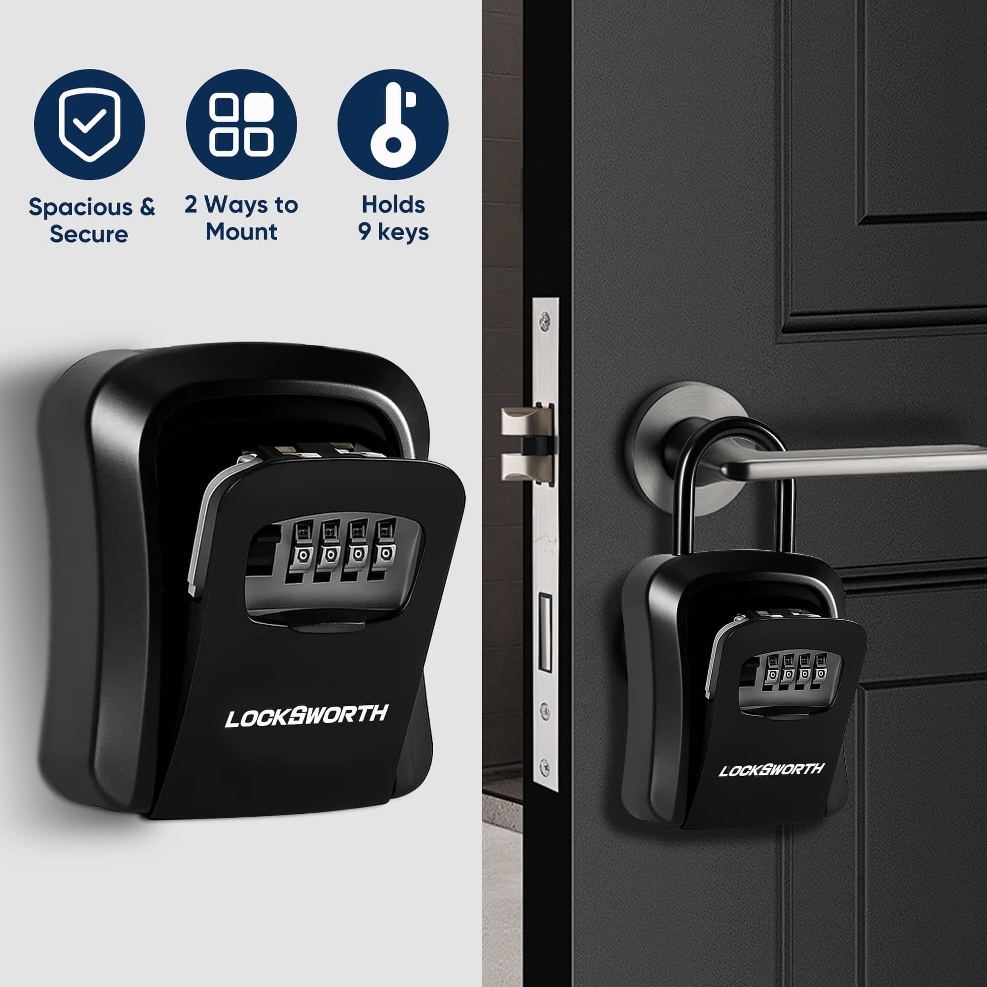 Locksworth - Key Lock Box, 9 keys Wall Mounted Lock Box with Shutter for Keys Outdoor, Lockboxes for Realtors Home Office - Black price history on PriceWatchPro