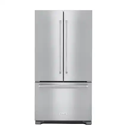 Front. KitchenAid - KitchenAid - 22 cu. ft. 36-Inch Width Counter Depth French Door Refrigerator with Interior Dispense .- Stainless Steel - Stainless Steel.