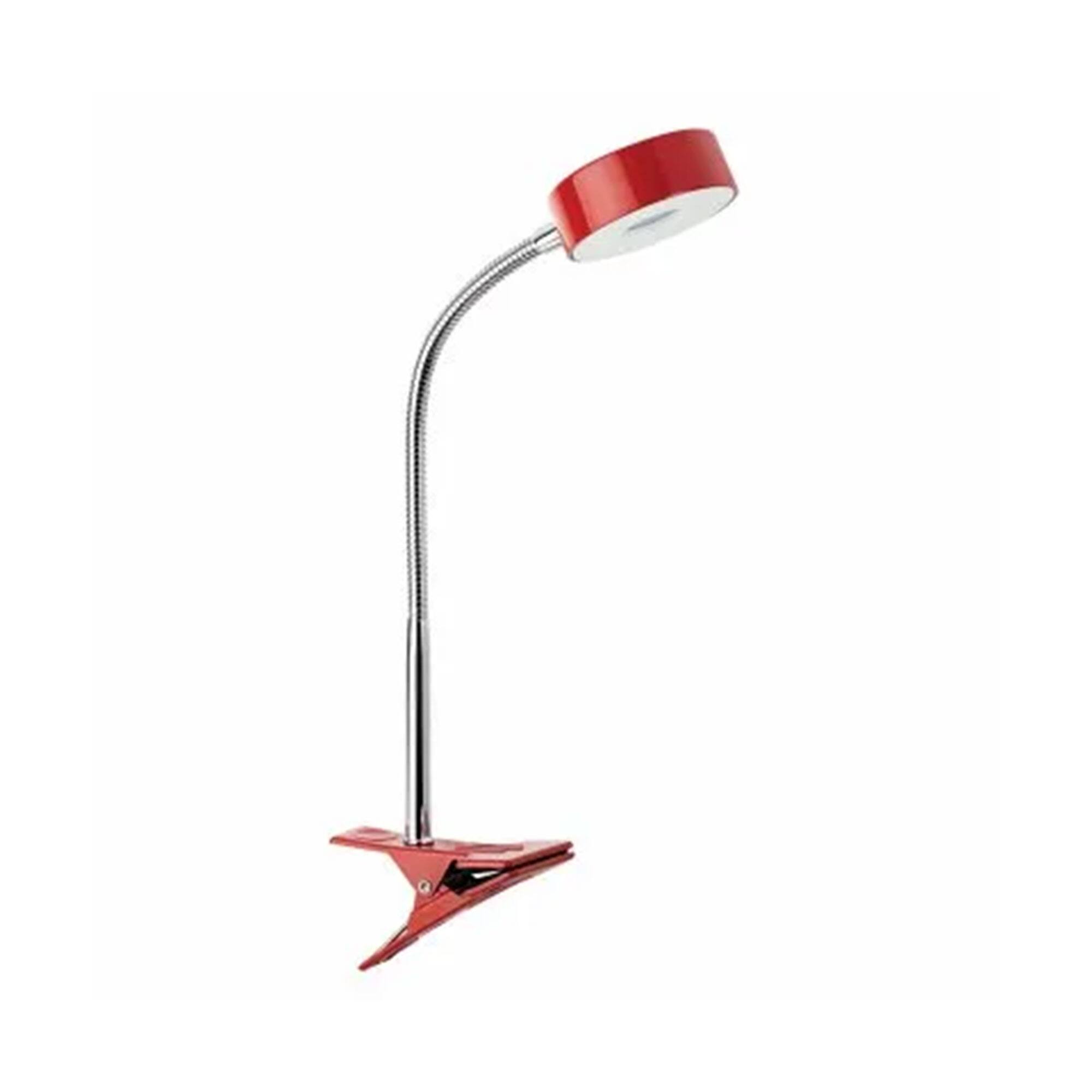 Front. Globe Electric - Globe Electric 8.46" 5W 250 Lumens LED Integrated Goose Neck Clip Lamp, Red - Red.
