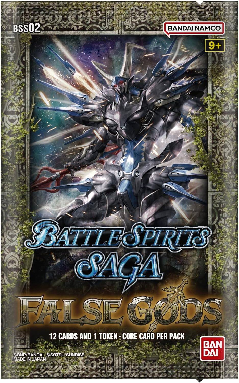 BSS02 BANDAI NAMCO 9+ BATTLESPIRITS SAGA FALSE GODS 12 CARDS AND 1 TOKEN CORE CARD PER PACK BAN BNP/BANDAI SOTSU-SUNRISE DAI MADE IN JAPAN