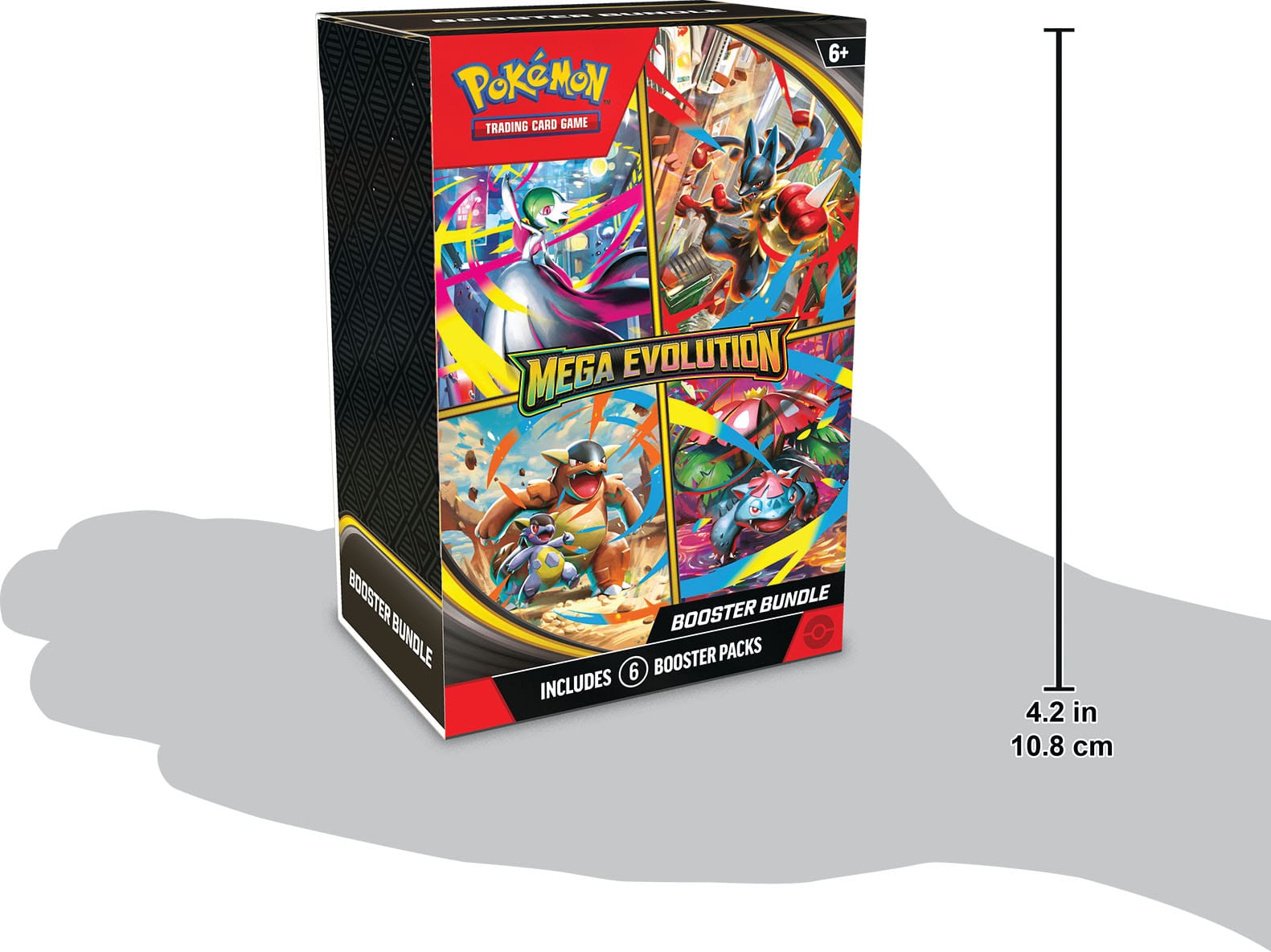 PELE EEWEE POKMoN TH TRADING CARD GAME 6+ MEGA EVOLUTION BOOSTER BUNDLE INCLUDES 6 BOOSTER PACKS 4.2 in 10.8 cm