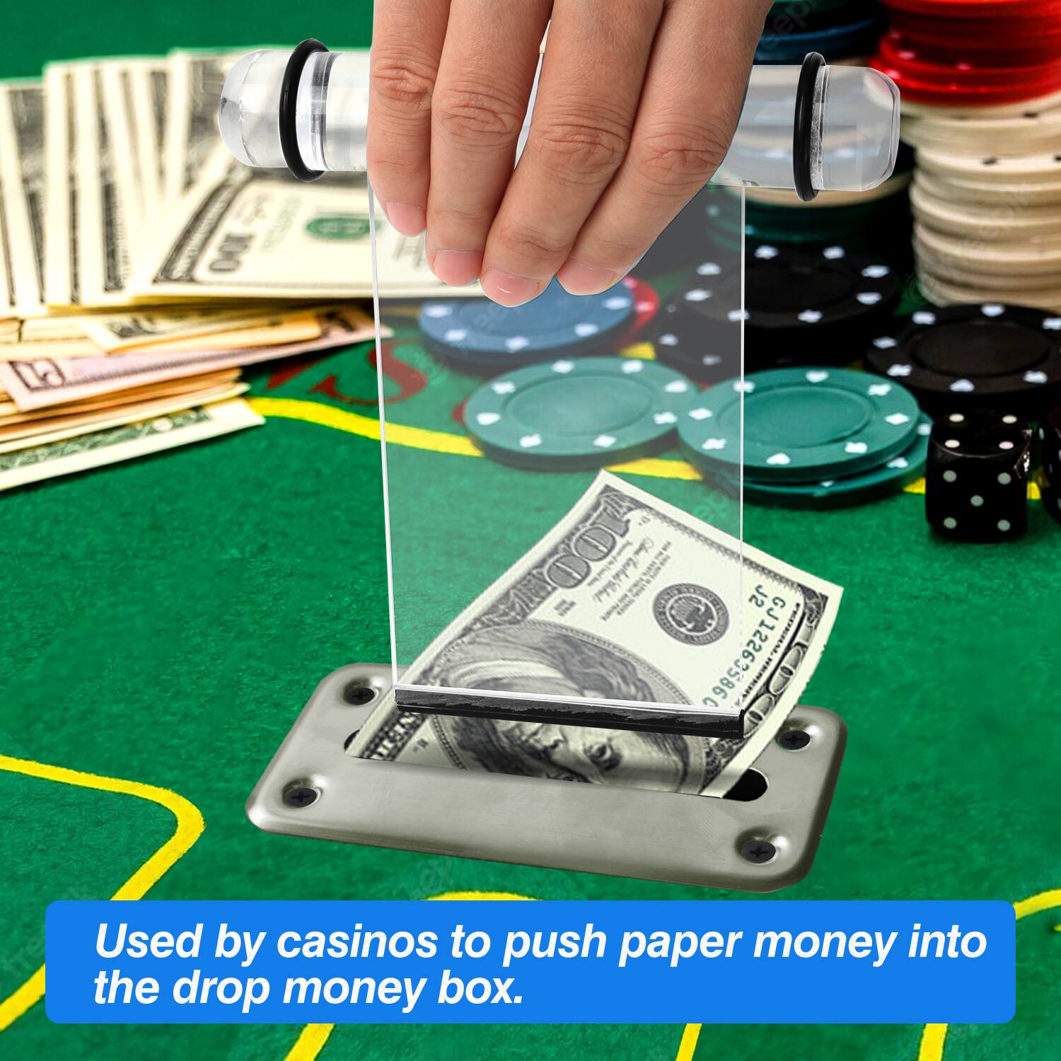 100 1 Ealitetel J2 rl GJ12263586C , Used by casinos to push paper money into the drop money box.