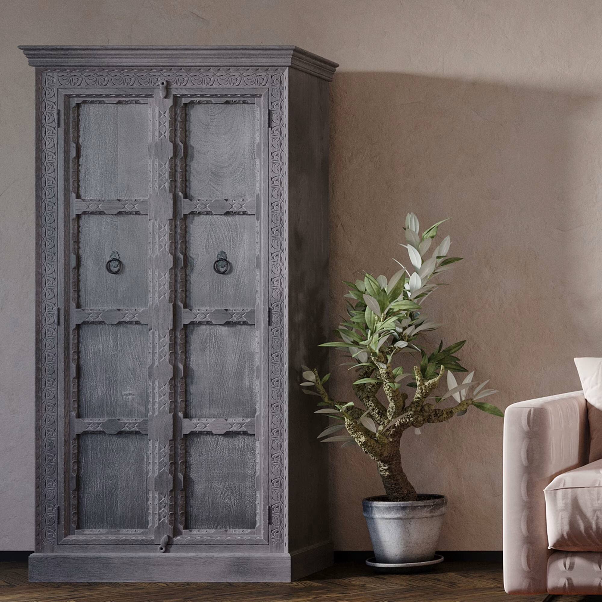 Alt View 10. Maven Lane - Maven Lane Mahala Handmade Heritage Wooden Cabinet in Grey Distressed Finish - Gray.