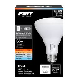 FEIT ELECTRIC - Feit BR30 E26 (Medium) LED Bulb Adjustable White 65 Watt Equivalence 1 pk