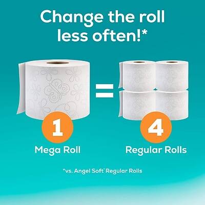 Change the roll less often!*

1 Mega Roll = 4 Regular Rolls

*vs. Angel Soft Regular Rolls