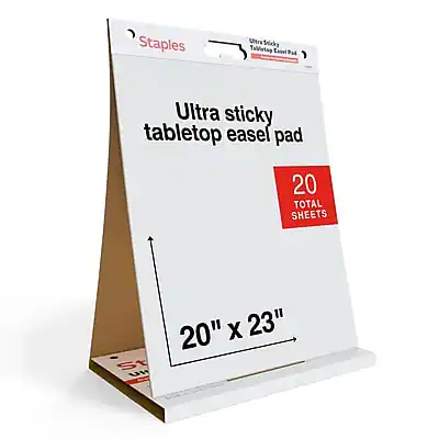 Staples Ultra Sticky Tabletop Easel Pad
Ultra sticky tabletop easel pad
20" x 23"
20 TOTAL SHEETS