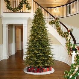 Glitzhome - 11ft Pre-Lit Full Fir Artificial Christmas Tree with 3200 Chasing and Twinkling Lights - Green