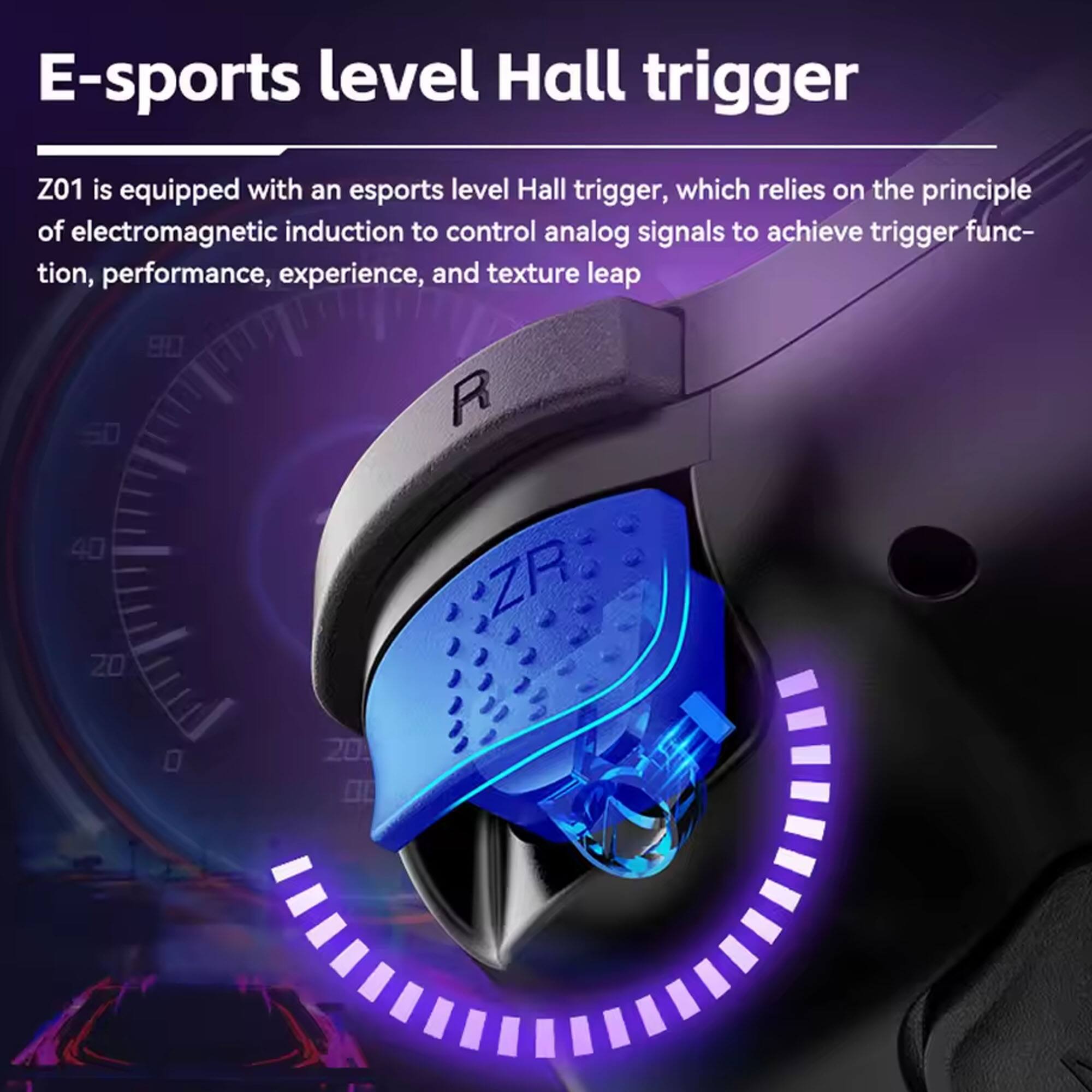 E-sports level Hall trigger

Z01 is equipped with an esports level Hall trigger, which relies on the principle of electromagnetic induction to control analog signals to achieve trigger function, performance, experience, and texture leap.