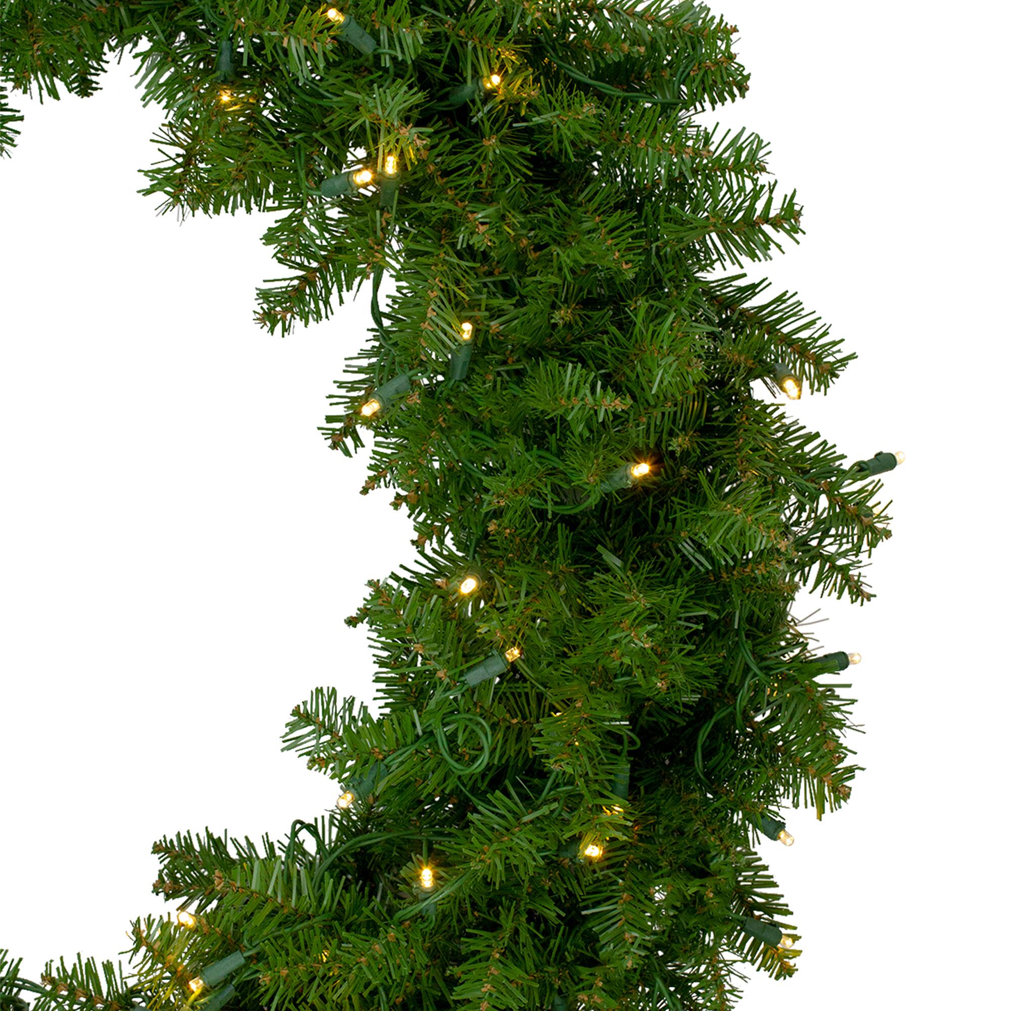 Alt View 1. Northlight - Pre-Lit Northern Pine Artificial Christmas Wreath - 36" - Warm White LED Lights - Green.