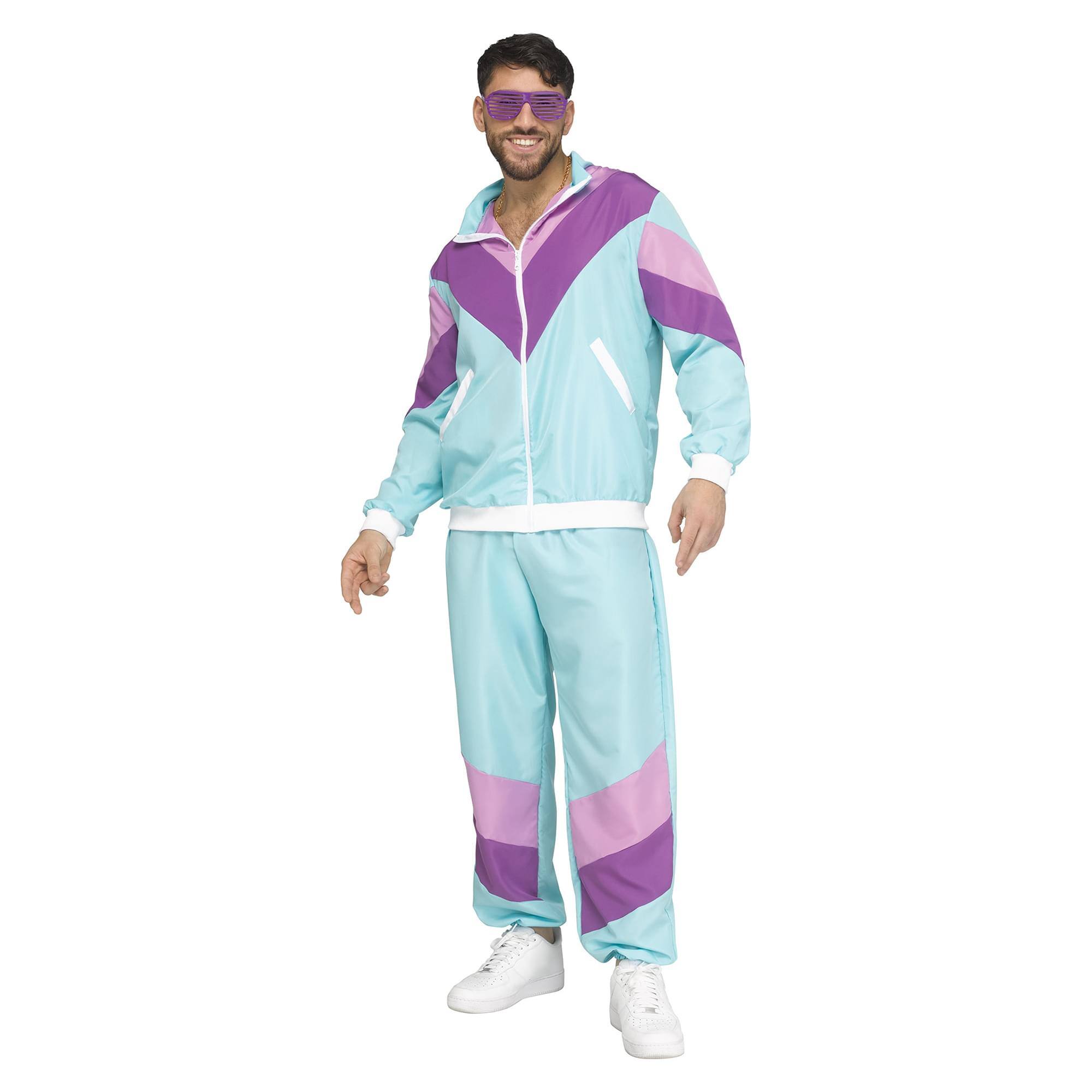 Alt View 3. Funworld - 80's Track Suit Adult Costume | S/M - Blue.
