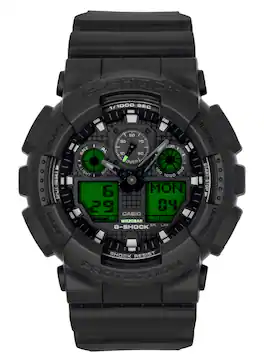 Casio - G-Shock Analog Digital Dial Resin Quartz GA-100BEG-1A 200M Men's Watch - Black