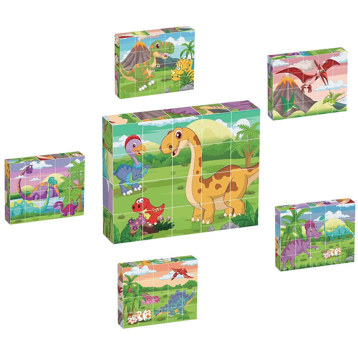 PicassoTiles - PICASSO-TILES 6-in-1 Dinosaur Magnetic Cube Puzzle Set, 120 Pattern Brain Teaser Building Cubes, 20PCS STEM Toy for Kids