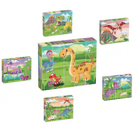 PicassoTiles - PICASSO-TILES 6-in-1 Dinosaur Magnetic Cube Puzzle Set, 120 Pattern Brain Teaser Building Cubes, 20PCS STEM Toy for Kids