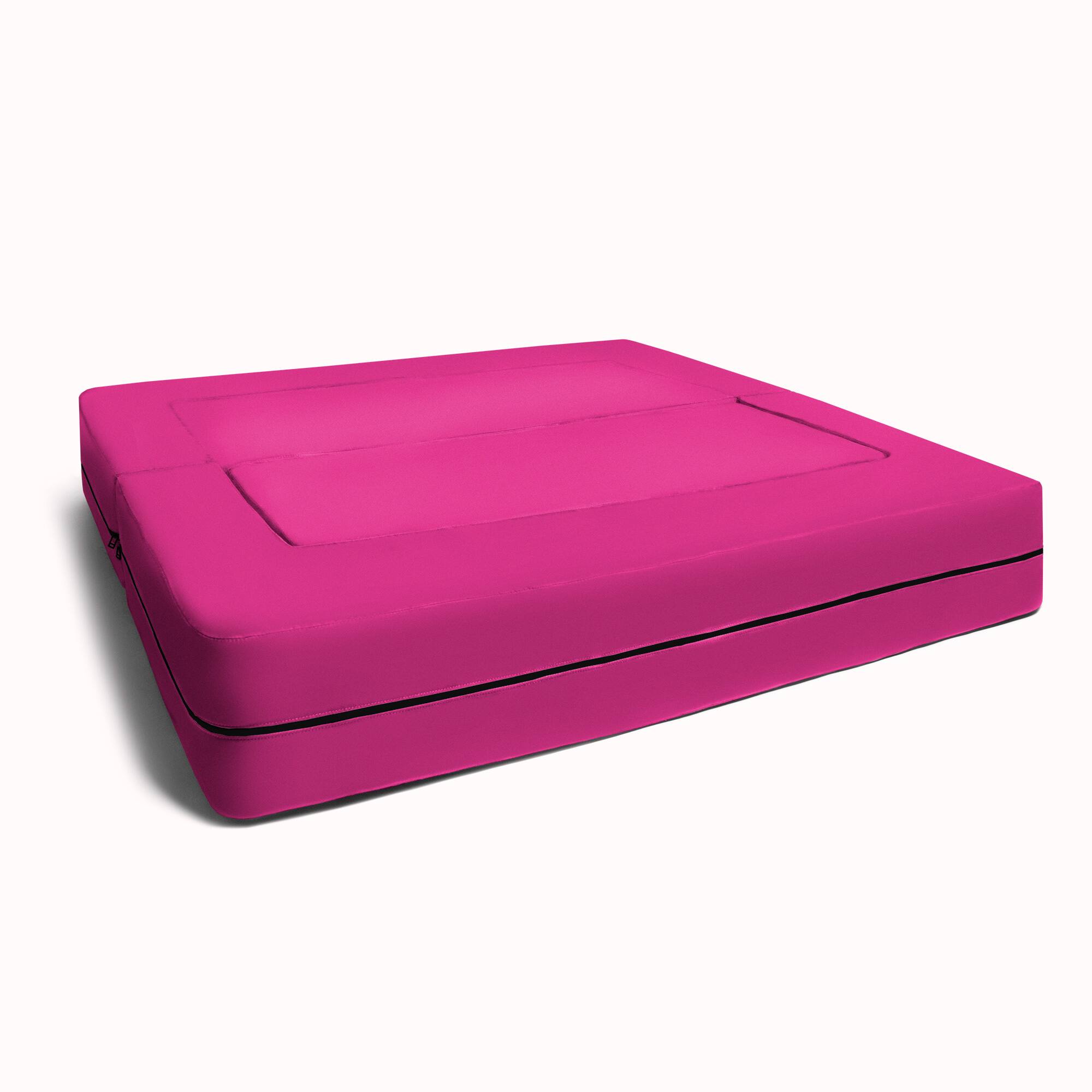 Angle. Jaxx - Jaxx Zipline Kids Sofa & Large Ottoman, 3 in 1 Fold Out Sofa, Big Kids Edition, Fuchsia - Fuchsia.