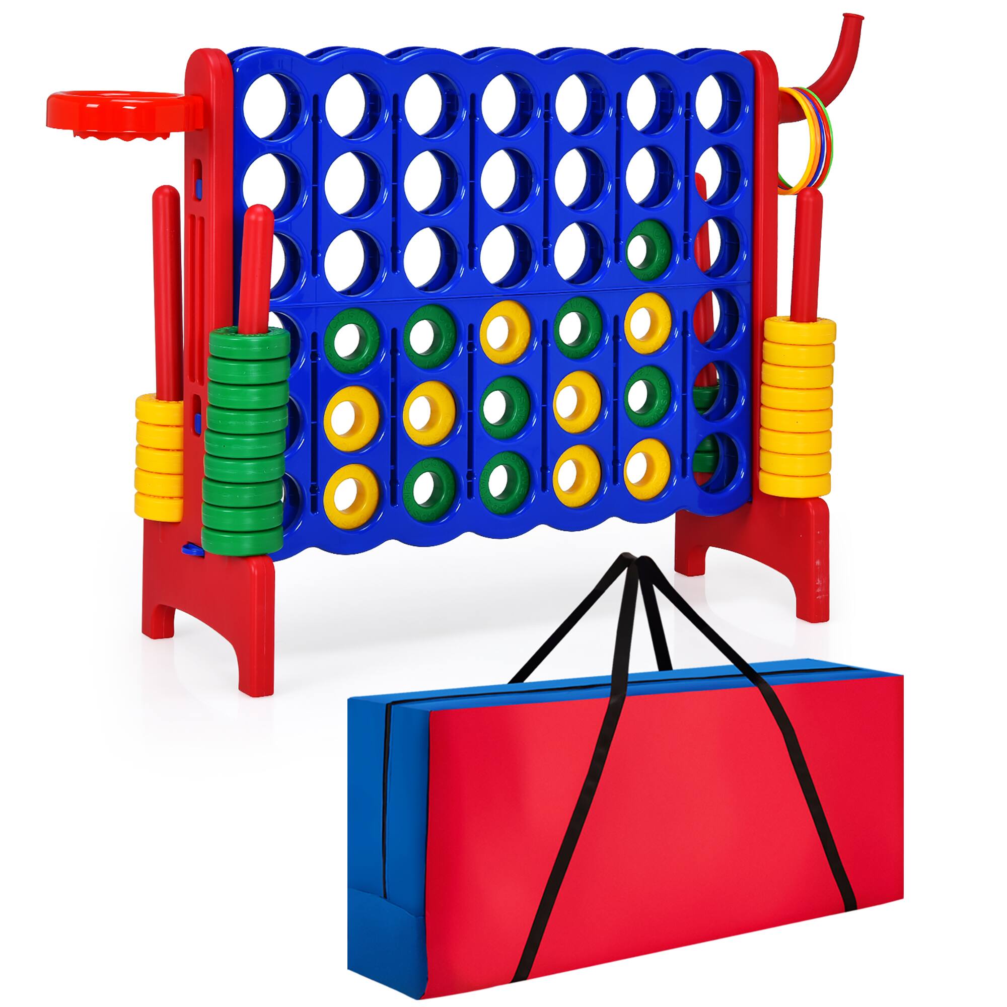 Costway - Giant 4 in A Row Jumbo 4-to-Score Game Set W/Storage Carrying Bag for Kids Adult - Blue/Red price history on PriceWatchPro