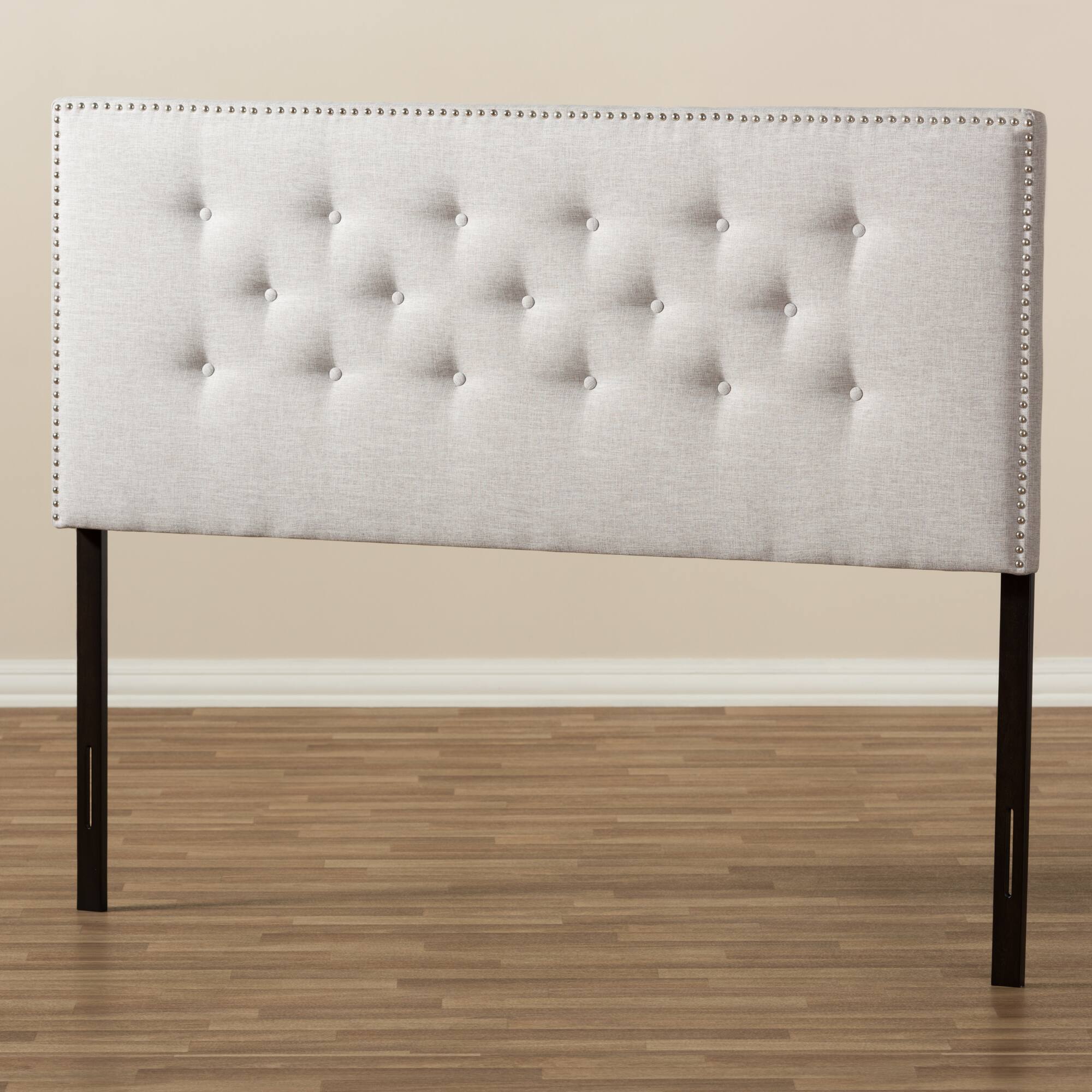 Alt View 1. Baxton Studio - Windsor Modern and Contemporary Fabric Upholstered Full Size Headboard - Greyish Beige.