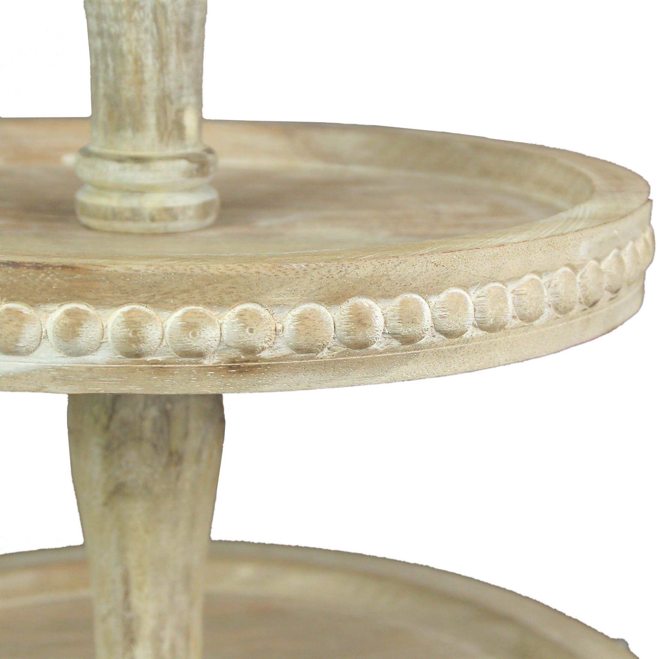 Alt View 2. PD Home & Garden - Primitive Farmhouse Style 2 Tier Wooden Standing Display Serving Tray - Tan.