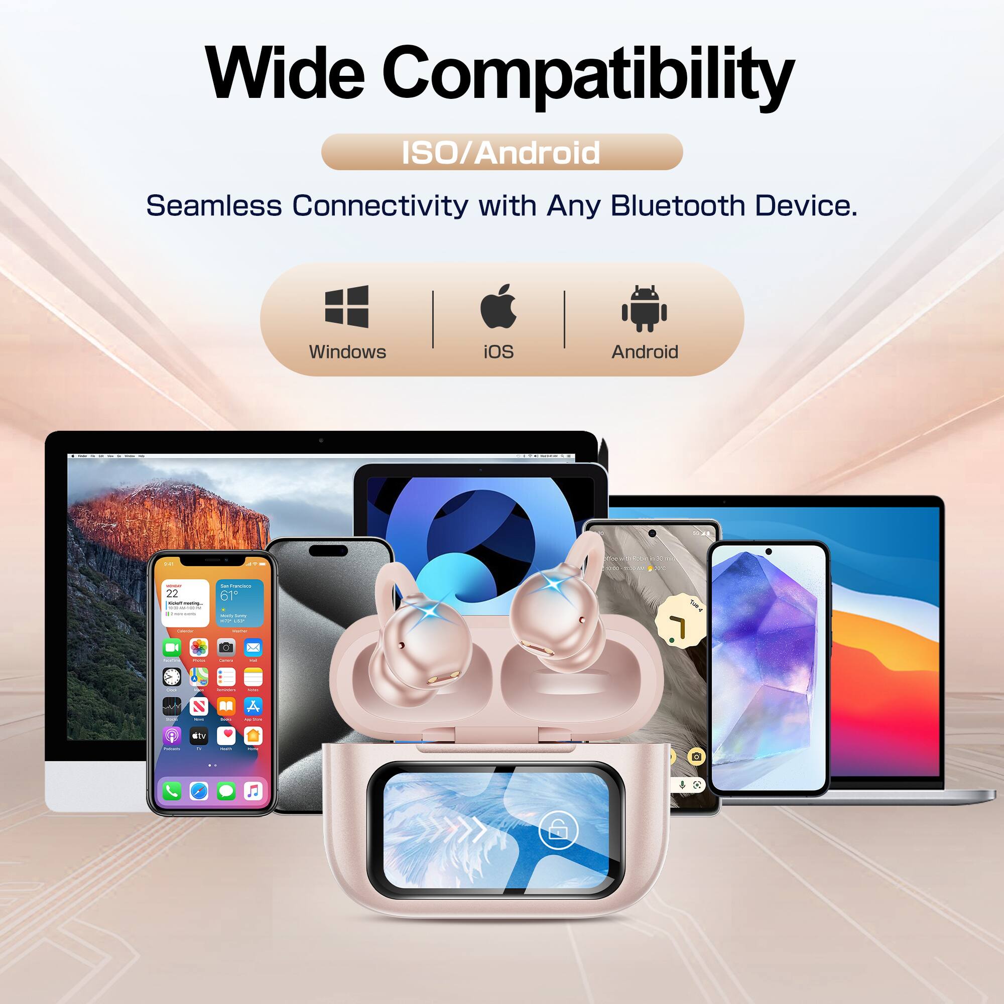 Wide Compatibility ISO/Android Seamless Connectivity with Any Bluetooth Device. Windows iOS Android