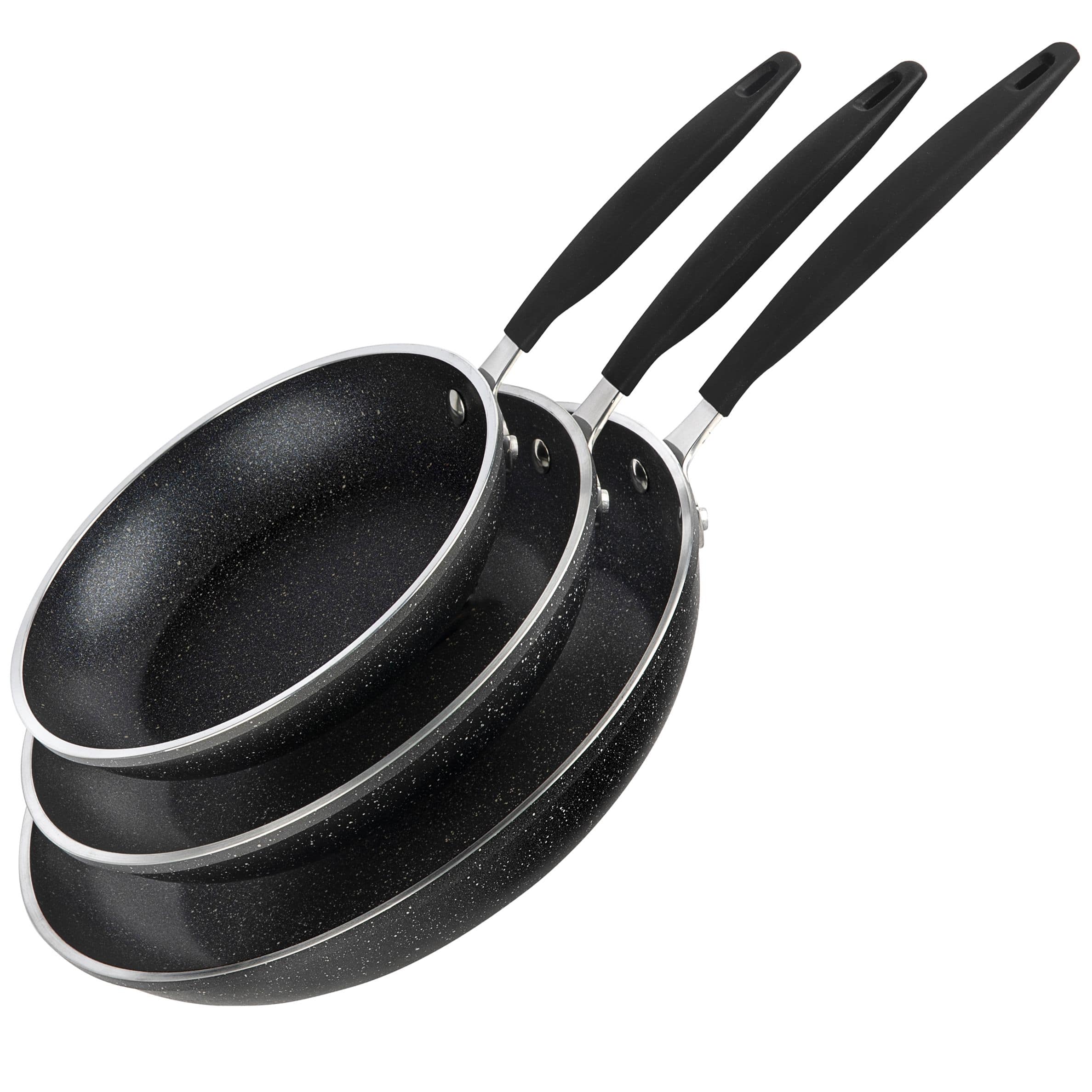 Granitestone - 3 Pack Nonstick Fry Pan Set with Rubber Grib Handle - 8'' 10'' and 12'' - Black price history on PriceWatchPro