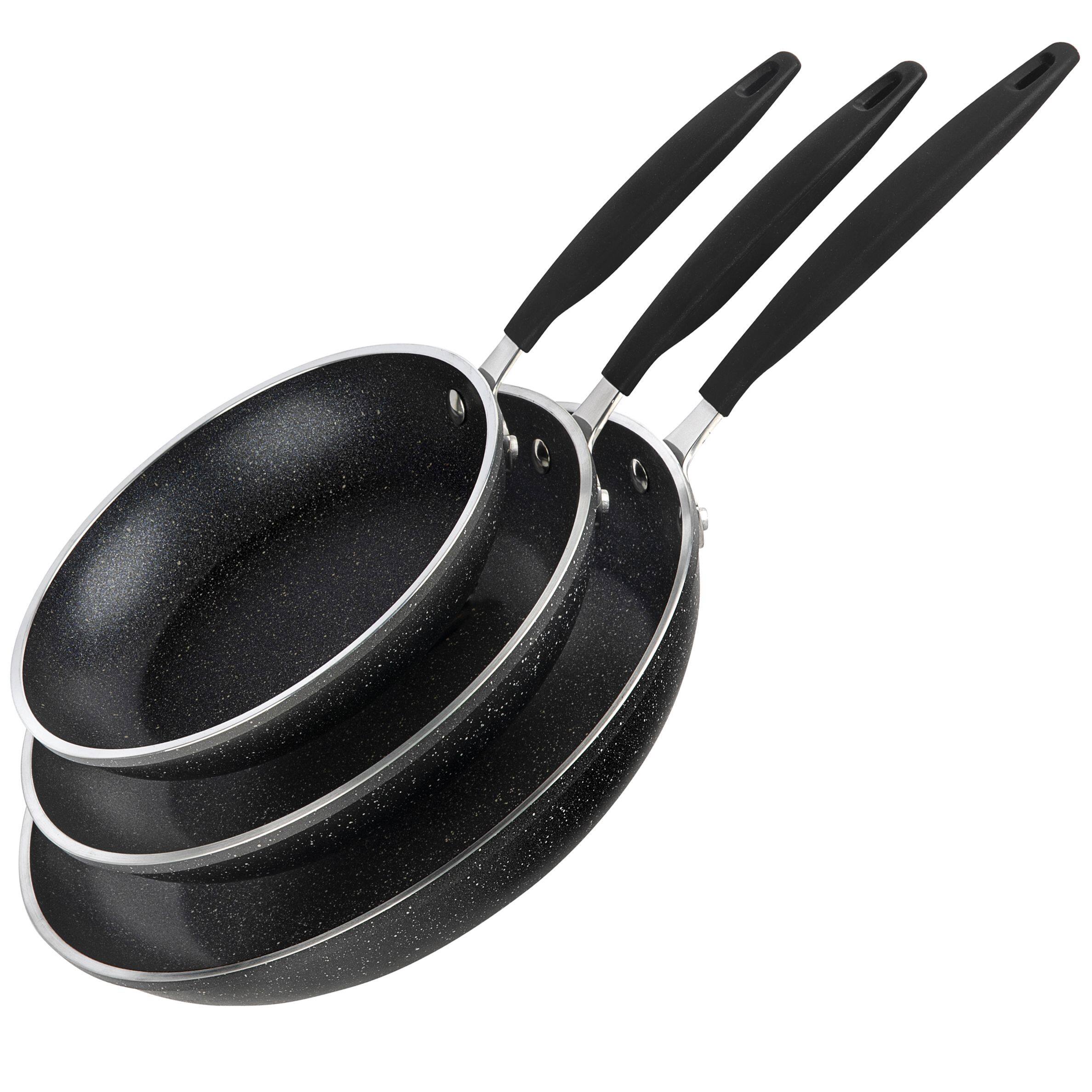 Front. Granitestone - Granitestone 3 Pack Nonstick Fry Pan Set with Rubber Grib Handle - 8'' 10'' and 12'' - Black.