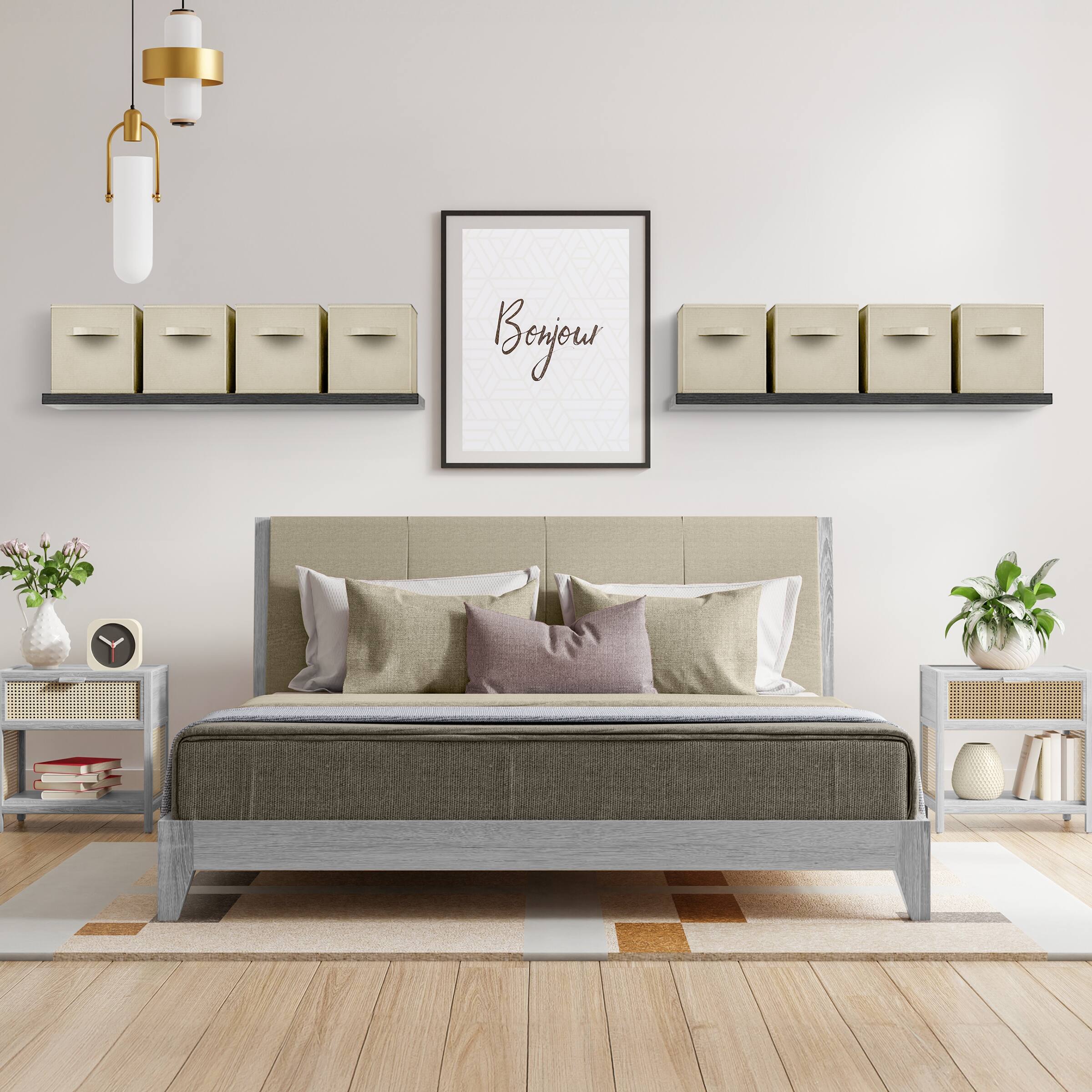 Alt View 2. Sorbus - Sorbus Fabric Storage Cubes, 8 Foldable Storage Bins for Organizing Pantry, Cubbies, Toy Box, Clothes Storage - Beige.