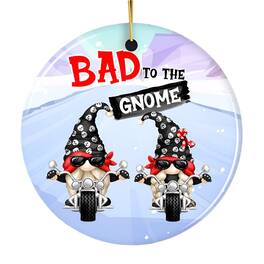 OrnamentallyYou - Bad to the Gnome Biker Theme Christmas Ornament - Multi-colored