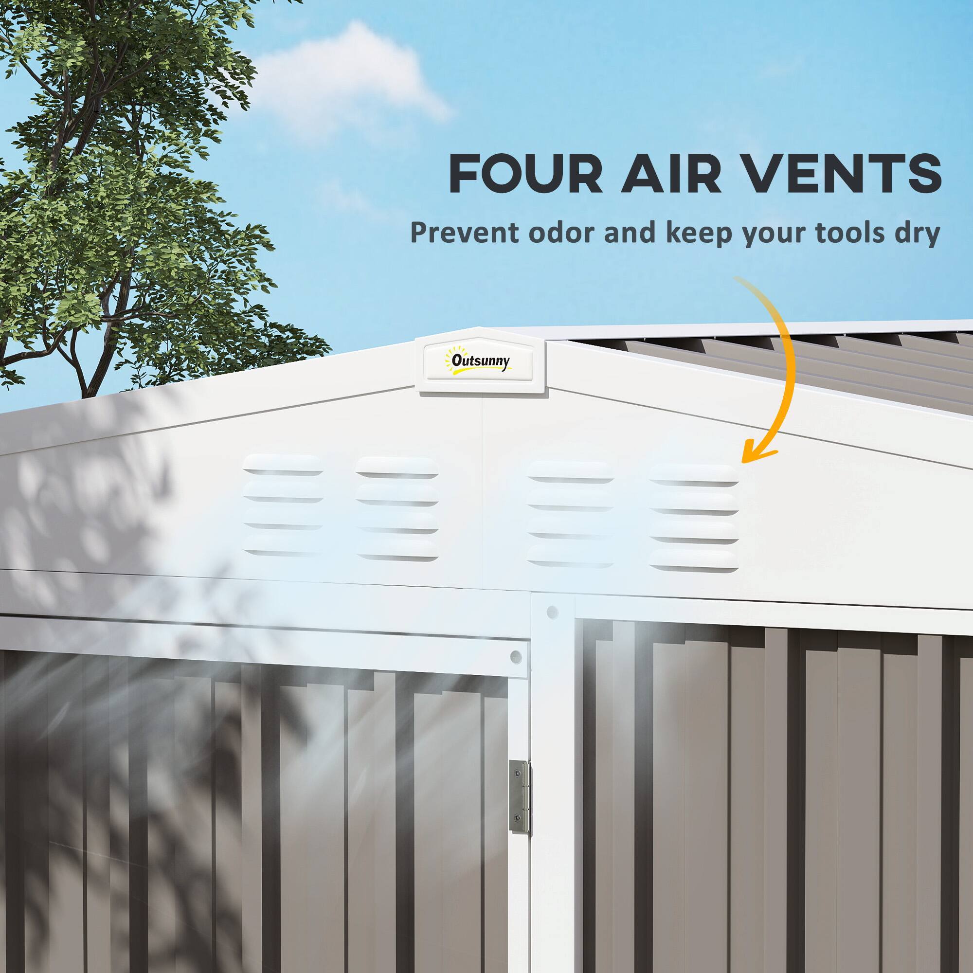 FOUR AIR VENTS Prevent odor and keep your tools dry Outsunny