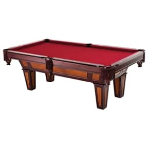 SlickBlue - 7 Ft Pool Table with Wool Top and Fringe Drop Pockets - Red Burgundy