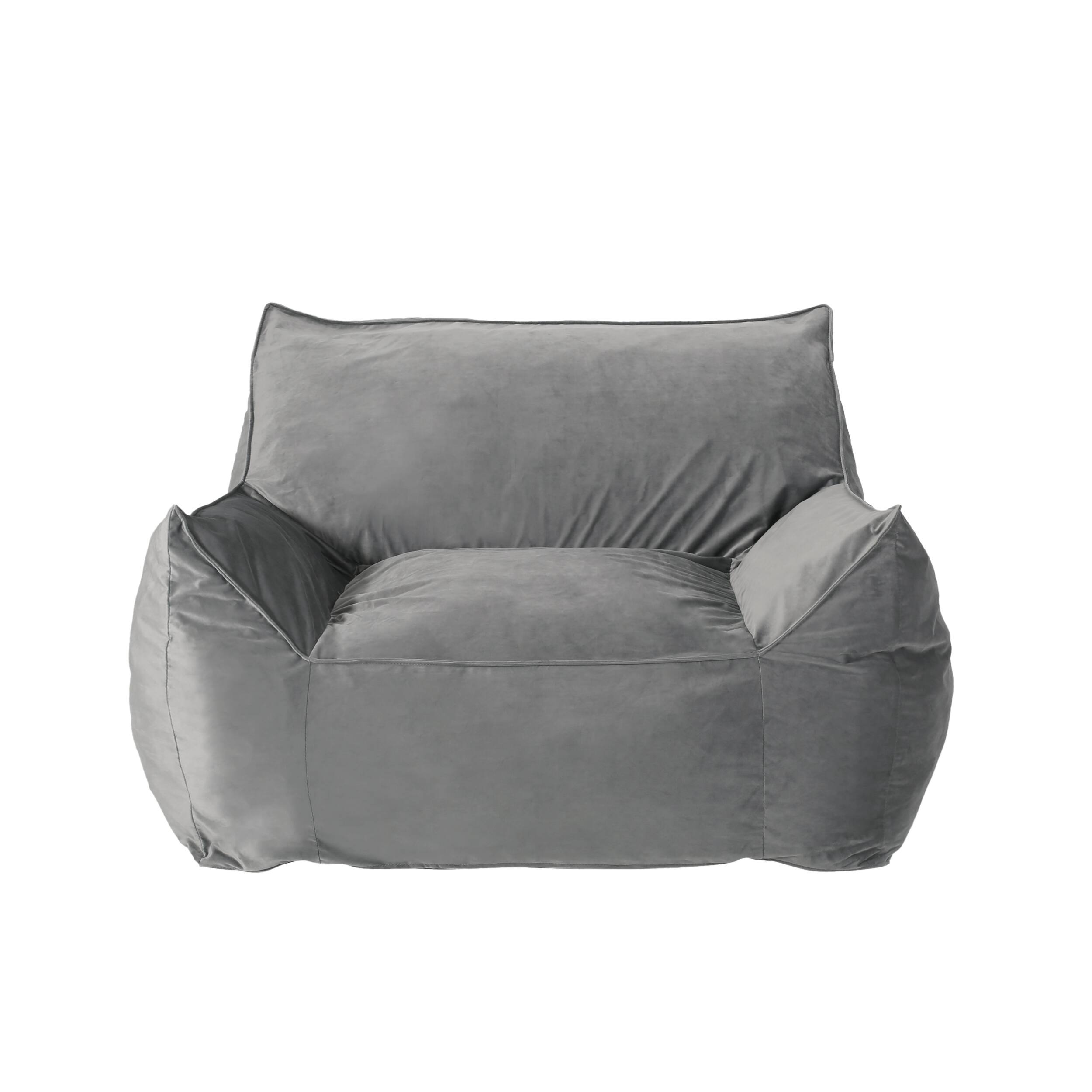 Angle. LOVMOR - Standard Velvet Bean Bag Chairs Removable Washable Cover For Living Room Bedroom Dorm Soft Touch Indoor Lounge - Grey.