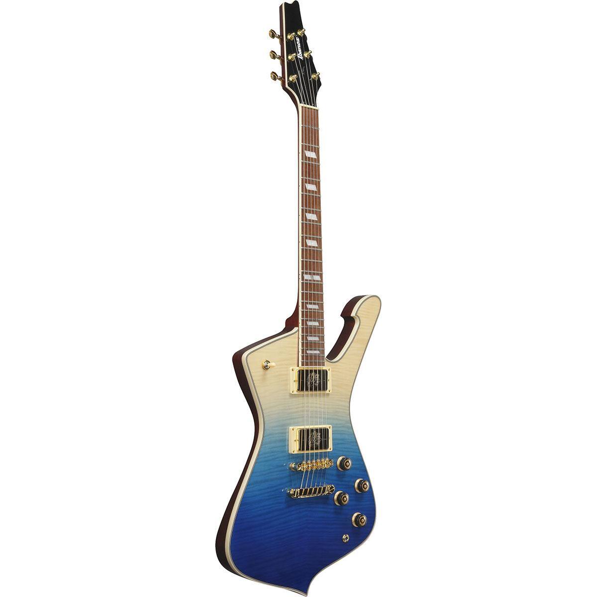 Alt View 2. Ibanez - Ibanez Iceman Standard Series IC420FM Electric Guitar, Transparent Blue Gradation.