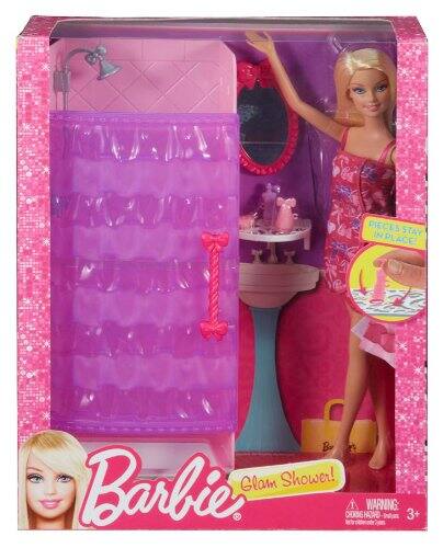 Barbie Glam Shower!

Pieces Stay in Place!

Warning: Choking Hazard - Small Parts. Not for children under 3 years.