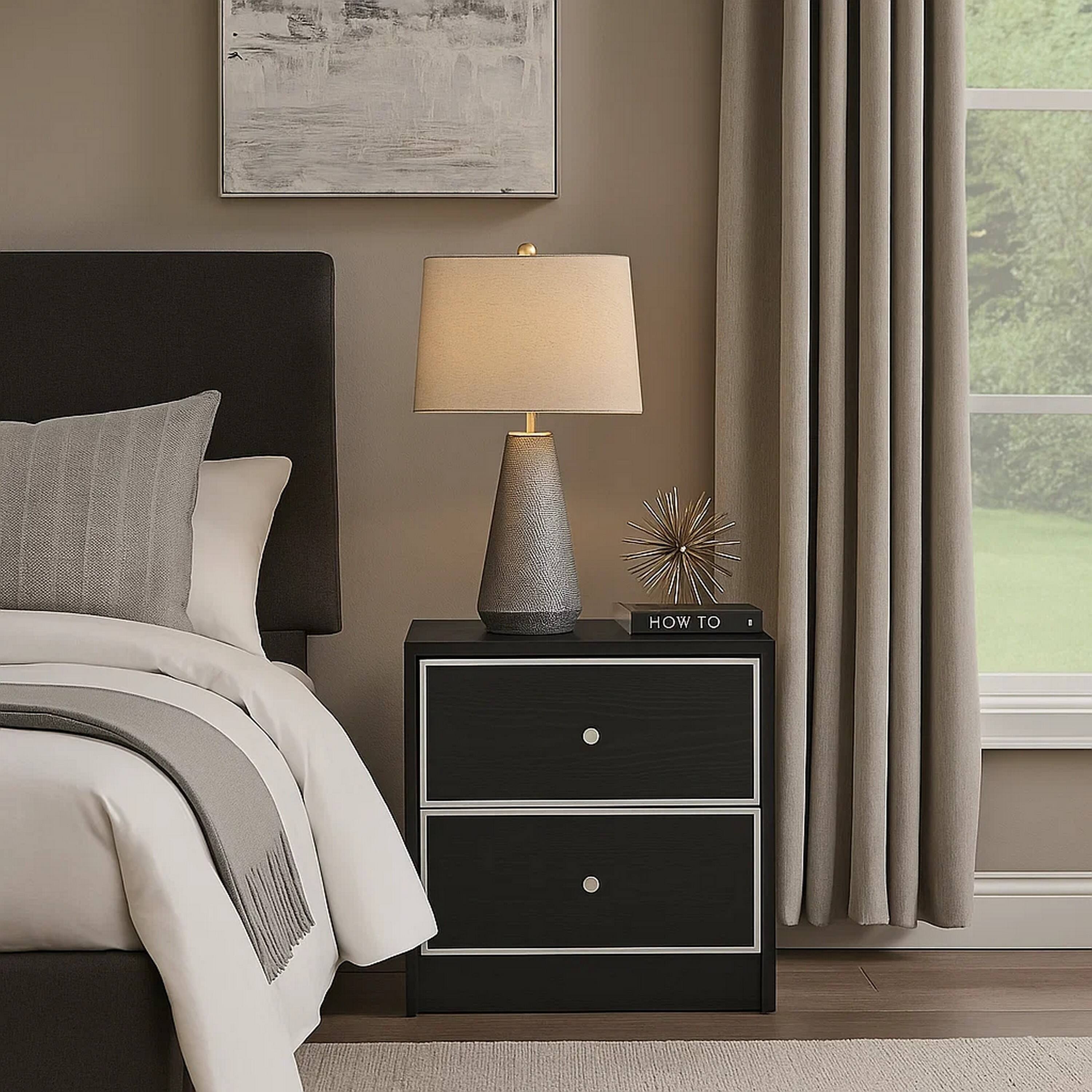 Alt View 5. Manhattan Lane - Accent Table with 2 Storage Drawers and Intricate Trimming - Black.