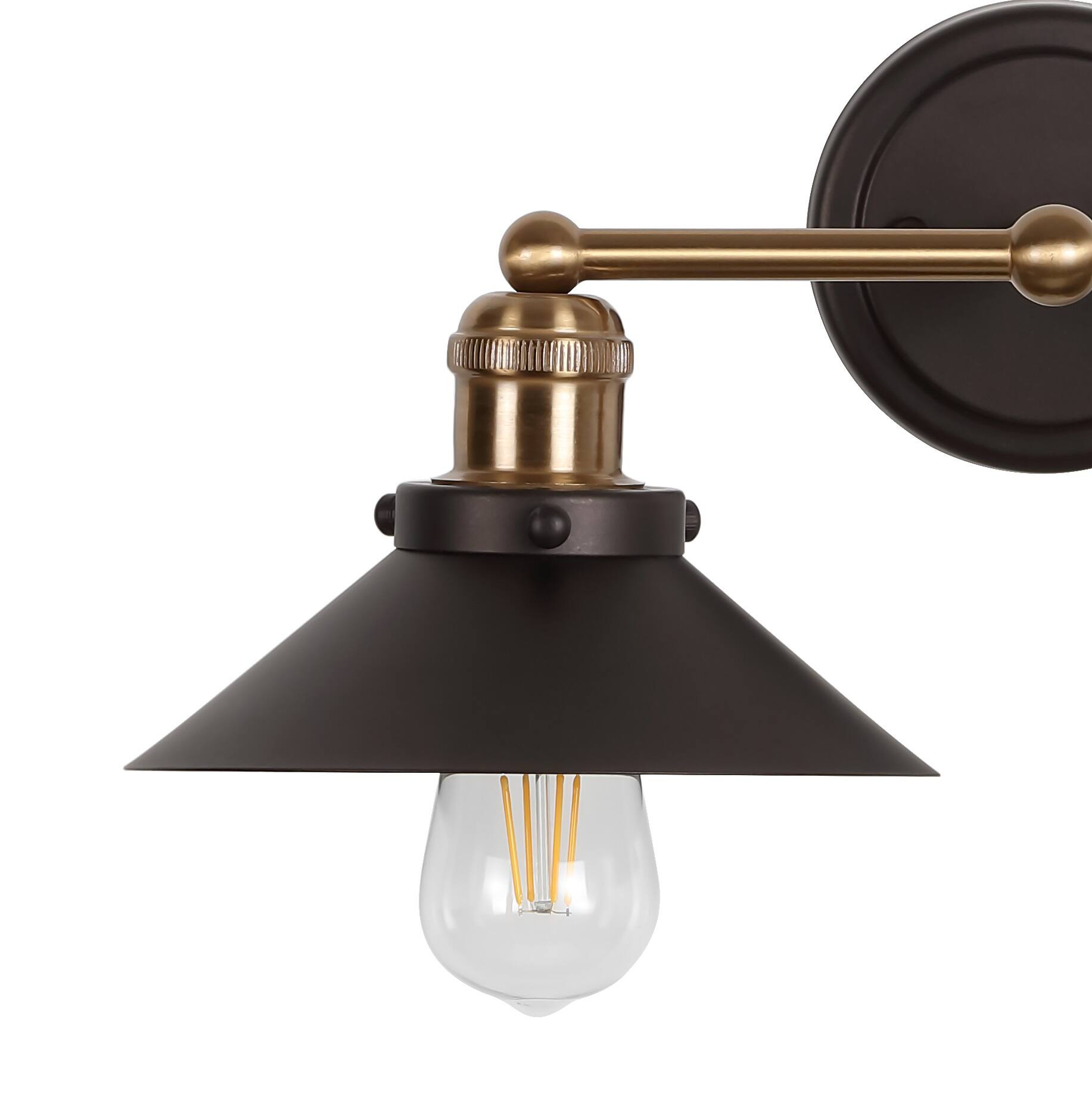 Alt View 4. Jonathan Y - July 17.5" 2-Light Industrial Farmhouse Metal Vanity Light, Oil Rubbed Bronze/Brass Gold - Oil Rubbed Bronze.