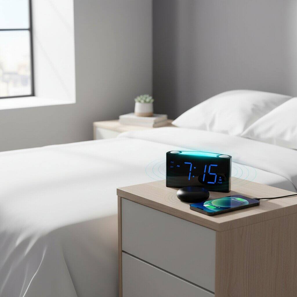 Alt View 2. Dazzed Corner - Alarm Clock with Bed Shaker, Alarm Clock for Heavy Sleepers Dual USB Charger - Black.