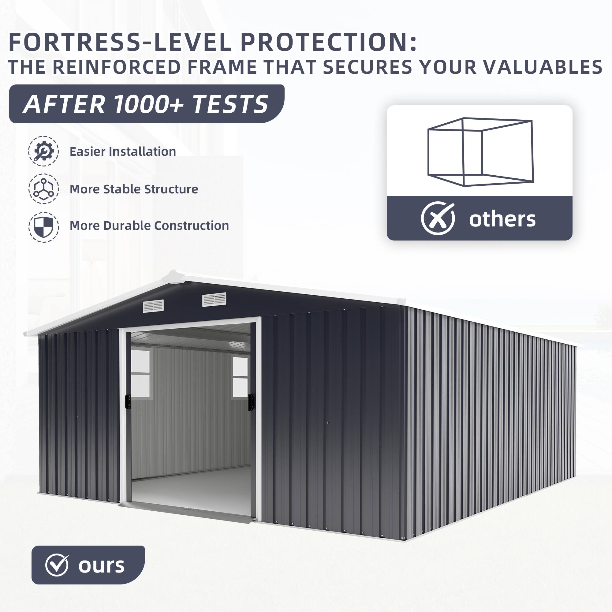 FORTRESS-LEVEL PROTECTION: THE REINFORCED FRAME THAT SECURES YOUR VALUABLES AFTER 1000+ TESTS

- Easier Installation
- More Stable Structure
- More Durable Construction

others

ours