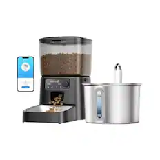 Front. Oneisall - Cat Feeding Combo: 3.5L Wifi Automatic Cat Feeder + 2L Stainless Steel Cat Water Fountain with 3 Filters - Black.