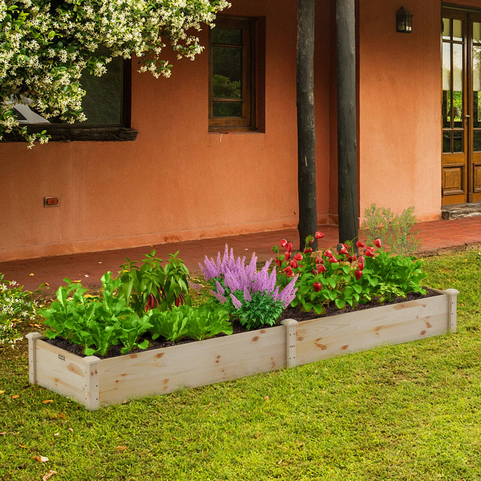 Alt View 3. Costway - Costway 2 PCS Wooden Raised Garden Bed Outdoor Wood Planter Box for Vegetables Flowers - Natural.