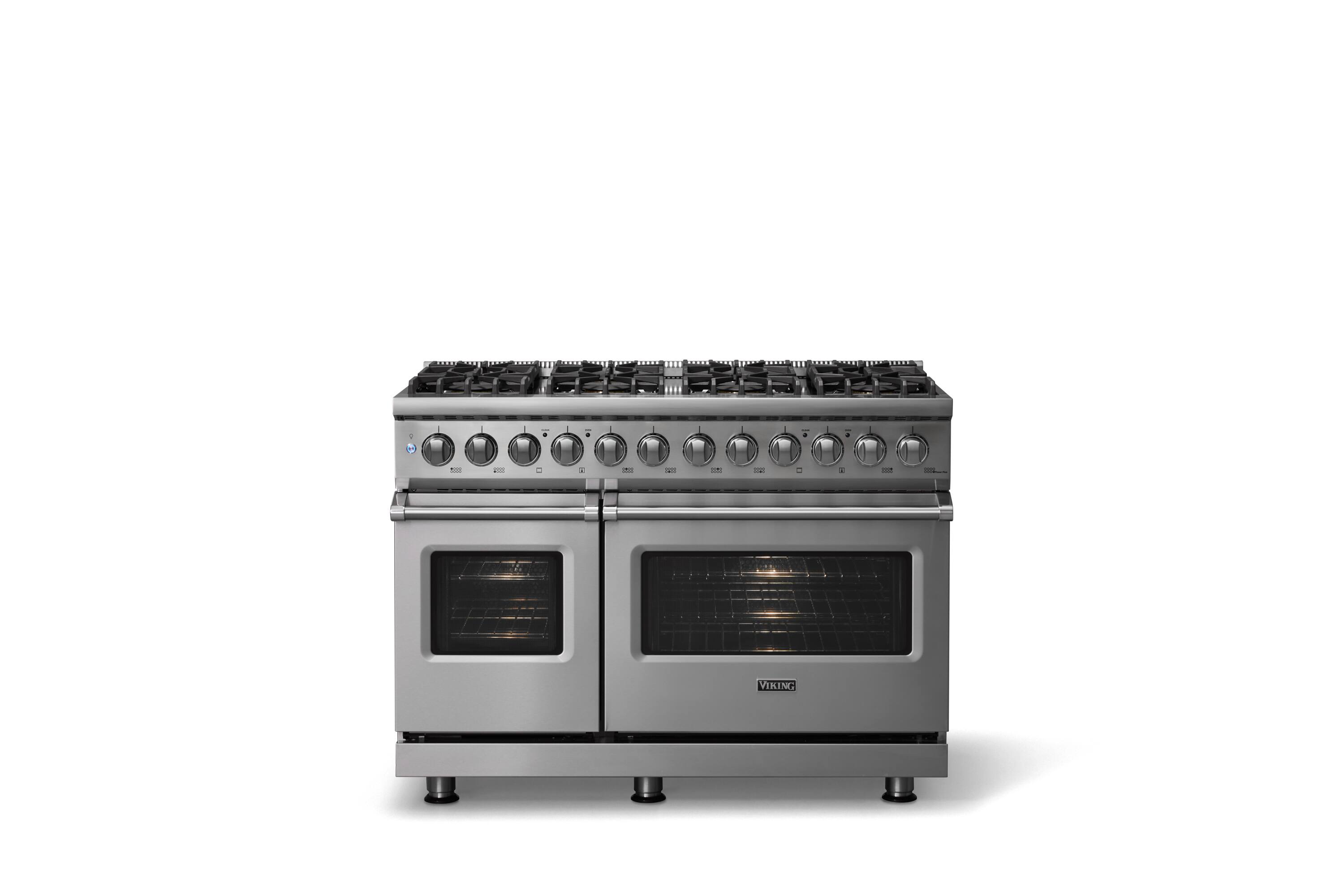 Alt View 1. Viking - 48"W. Pro5S 7.3 Cu.Ft. Freestanding Self-Clean LP Sealed 8B LP Dual Fuel Convection Rng/Grdl-Stainless Steel - Stainless Steel.