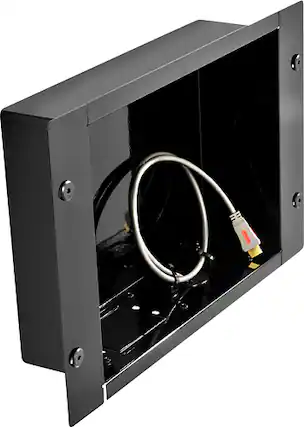 Angle. Peerless-AV - Recessed Cable Management and Power Storage Accessory Box - Gloss Black.