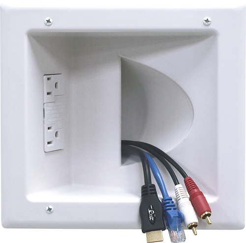  Peerless-AV - Recessed Low Voltage Media Plate with Duplex Surge Suppressor - White