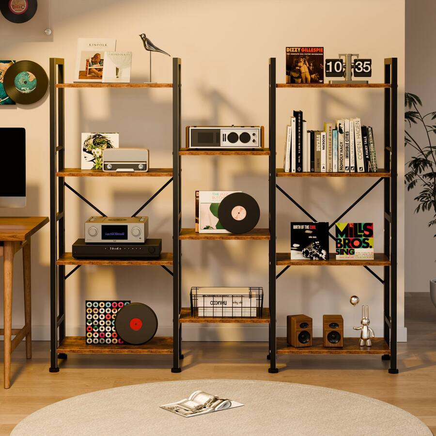 Furnulem Industrial Storage Organizer Bookcase with Open Display ...