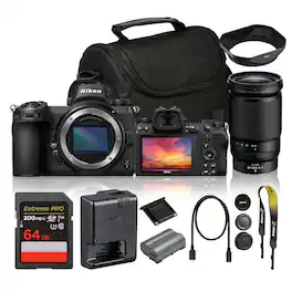 Nikon - Z7 Mirrorless Camera with NIKKOR Z 28-400mm f/4-8 VR Lens + 64GB Memory Card+ Camera Bag - Black