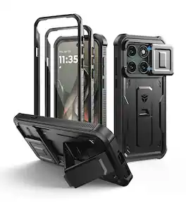 Dexnor - Phone Case for Motorola Edge 2026, 2 Front Frame &Camera Cover &Screen Protector & Kickstand,Shockproof Bumper - Black