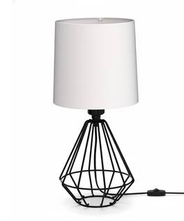 FINEAK - 2-Pack Modern Black Metal Table Lamps for Bedroom & Office - White;Black